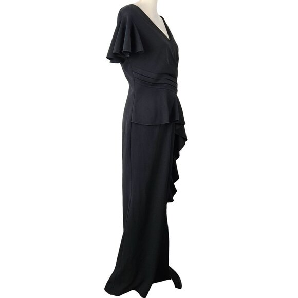 Vfshow Elegant Black Women's Evening Dress Ruffled Peplum & Flounce Size Large - Picture 4 of 13